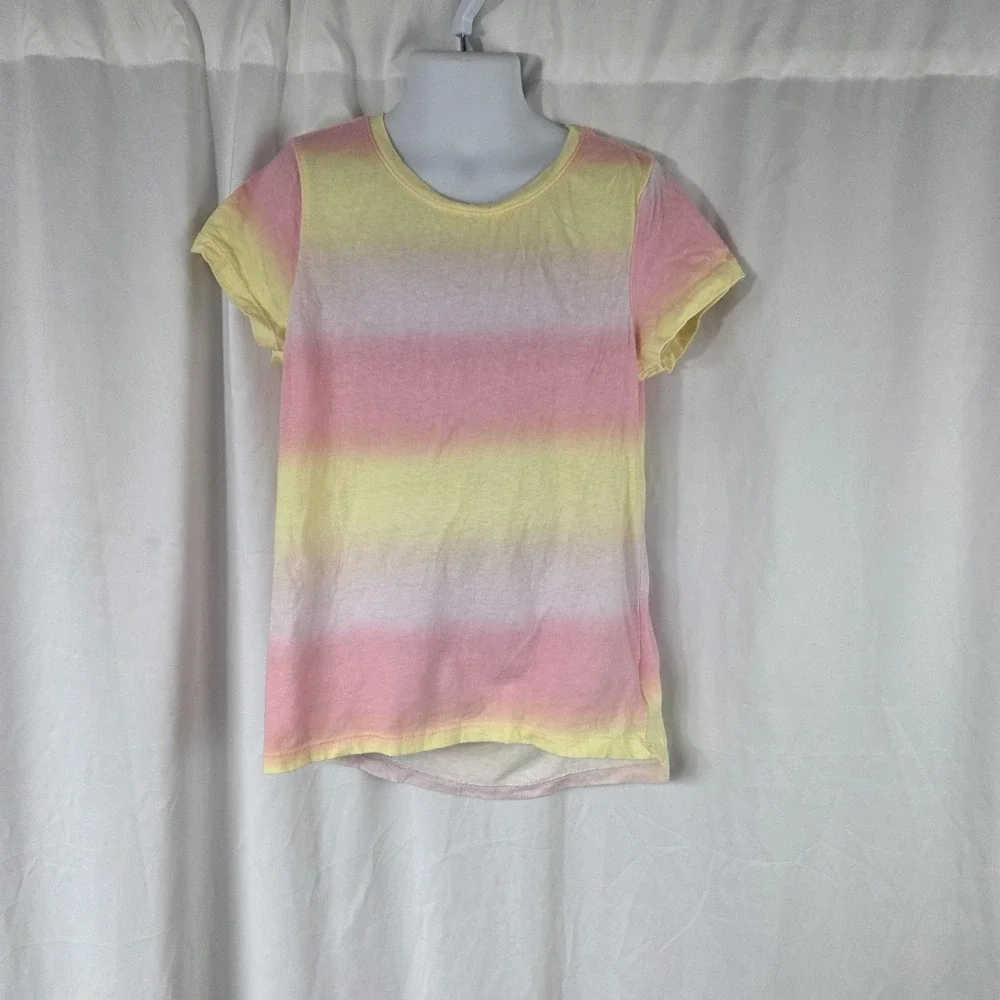 Old Navy Shirt Girls 8 Multicolor Rainbow Stripe Softest Tee Cotton Tagless